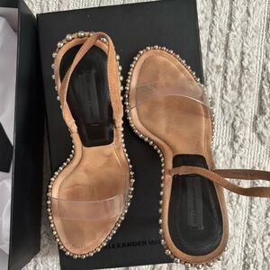 Alexander Wang Tan Cream Sandals with Minimalist Design